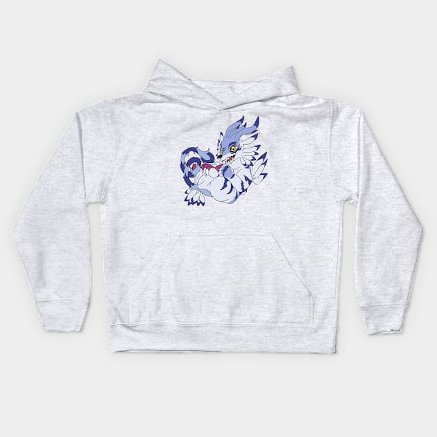 Garurumon Chibi Kids Hoodie by kelsmister